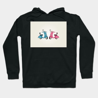 Blue and Pink Scooters Hoodie